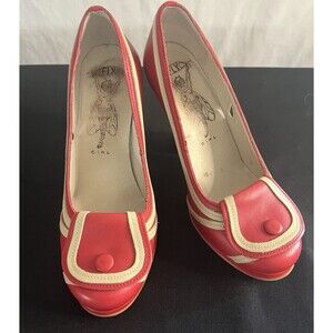 Fly Girl Heels Red  Pumps Steampunk, retro  Statement Shoes 38/7.5